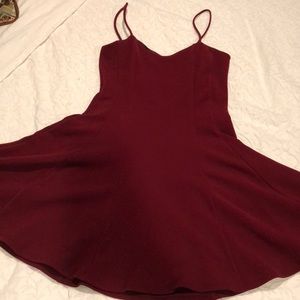 Burgundy mini fit and flare dress